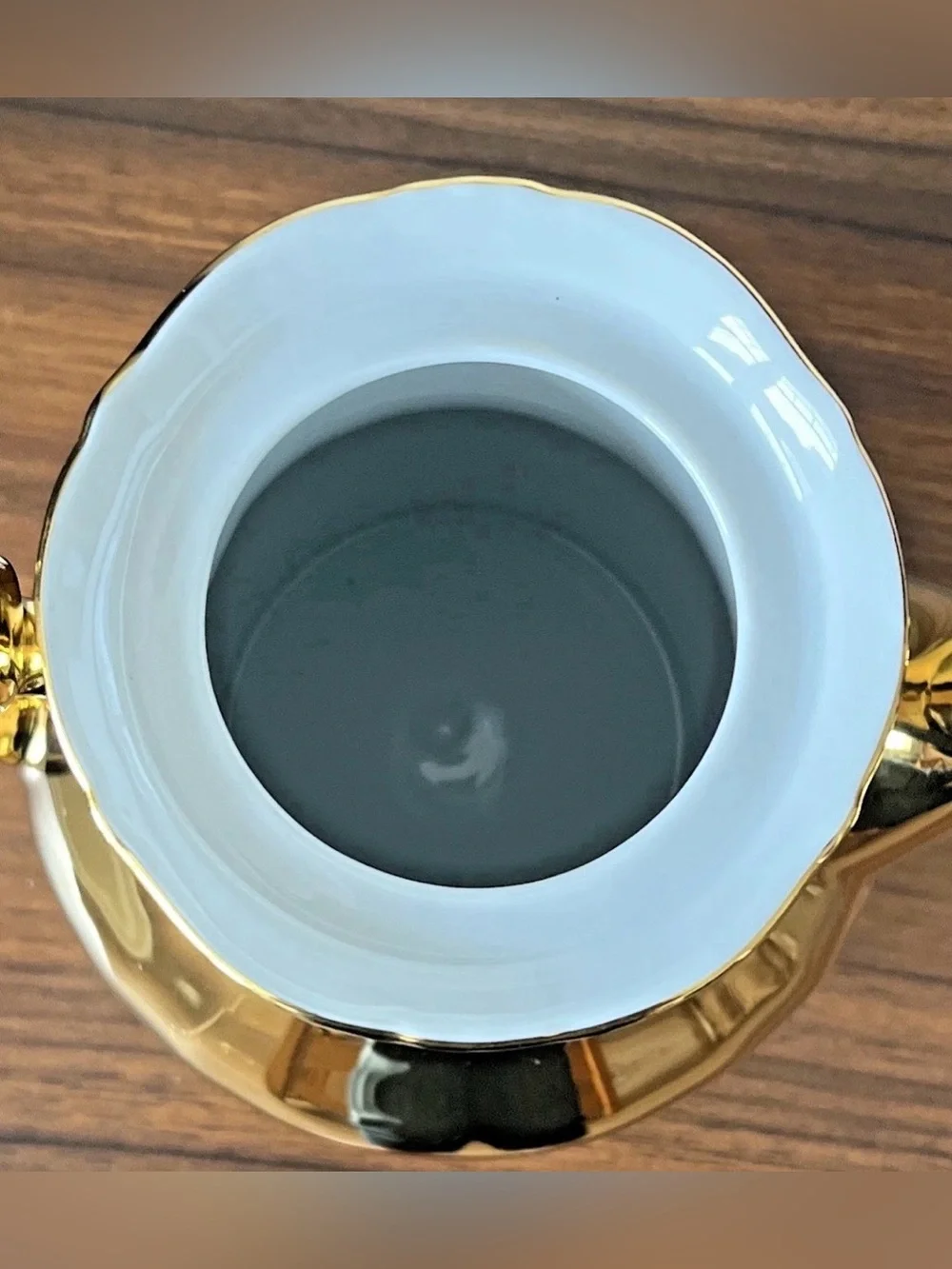 Handarbeit 22k gold Rose Teapot and 2 Demitasse Cups and Saucers Bavaria